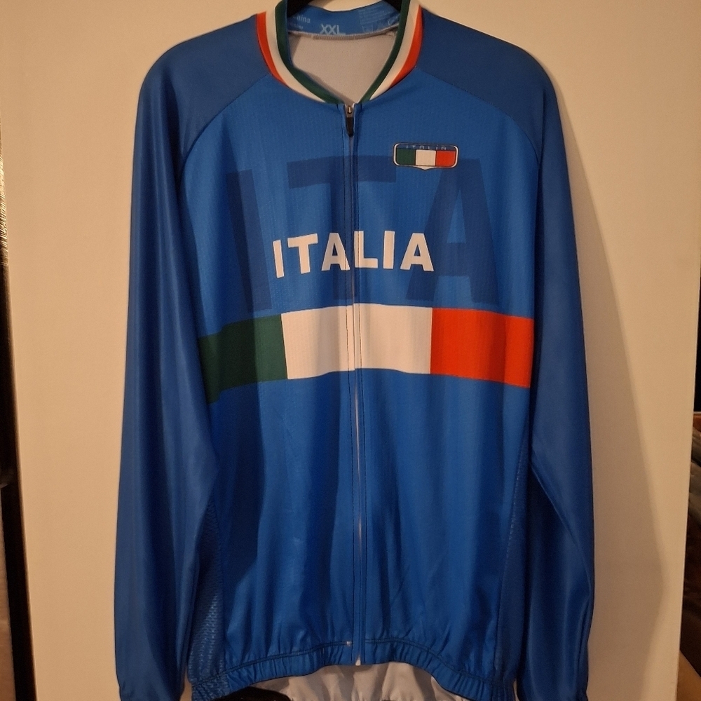 Men's or Women' Blue Italia Long Sleeved Cycling Jeresey.
